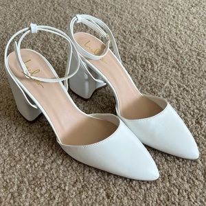 Lulus ankle strap white heels